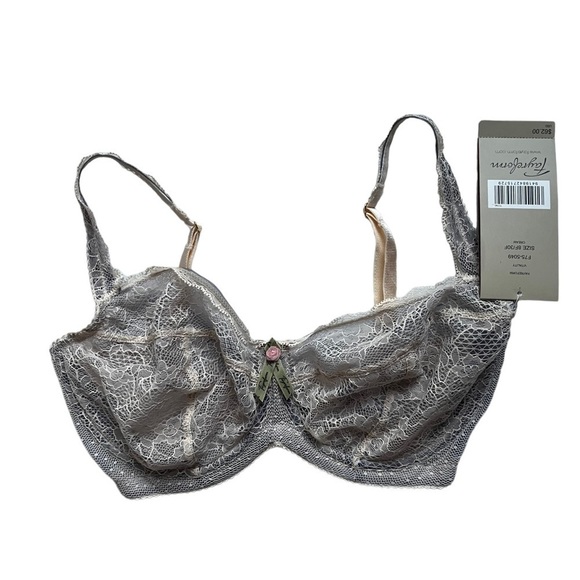 NWT Fayreform Vitality Sheer Lace Bra in Cream Lined with Gray/Purple UK 30F - Picture 3 of 10